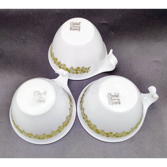 Coffee Cups Spring Blossom Green Crazy Daisy Corning Ware Vintage Lot of 3 - Picture 12 of 16